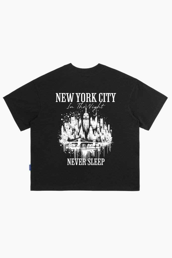Áo Thun Boxy Unisex NYC Never Sleep Cotton - O6A5