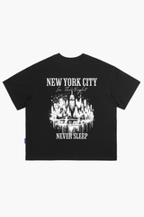 Áo Thun Boxy Unisex NYC Never Sleep Cotton - O6A5