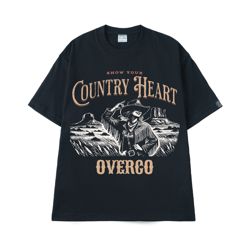 Áo Thun Country Heart Unisex Cotton Overco - O1A33
