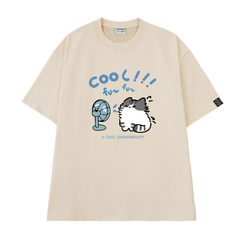 Áo Thun Cotton Unisex In Mèo Cool Đáng Yêu - O1A137