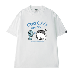 Áo Thun Cotton Unisex In Mèo Cool Đáng Yêu - O1A137
