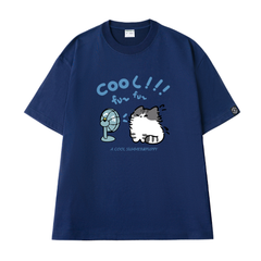 Áo Thun Cotton Unisex In Mèo Cool Đáng Yêu - O1A137