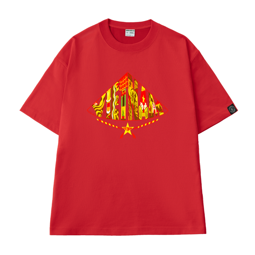 Áo Thun Unisex Hình Nón Lá Nghệ Thuật, Cotton - O1A154