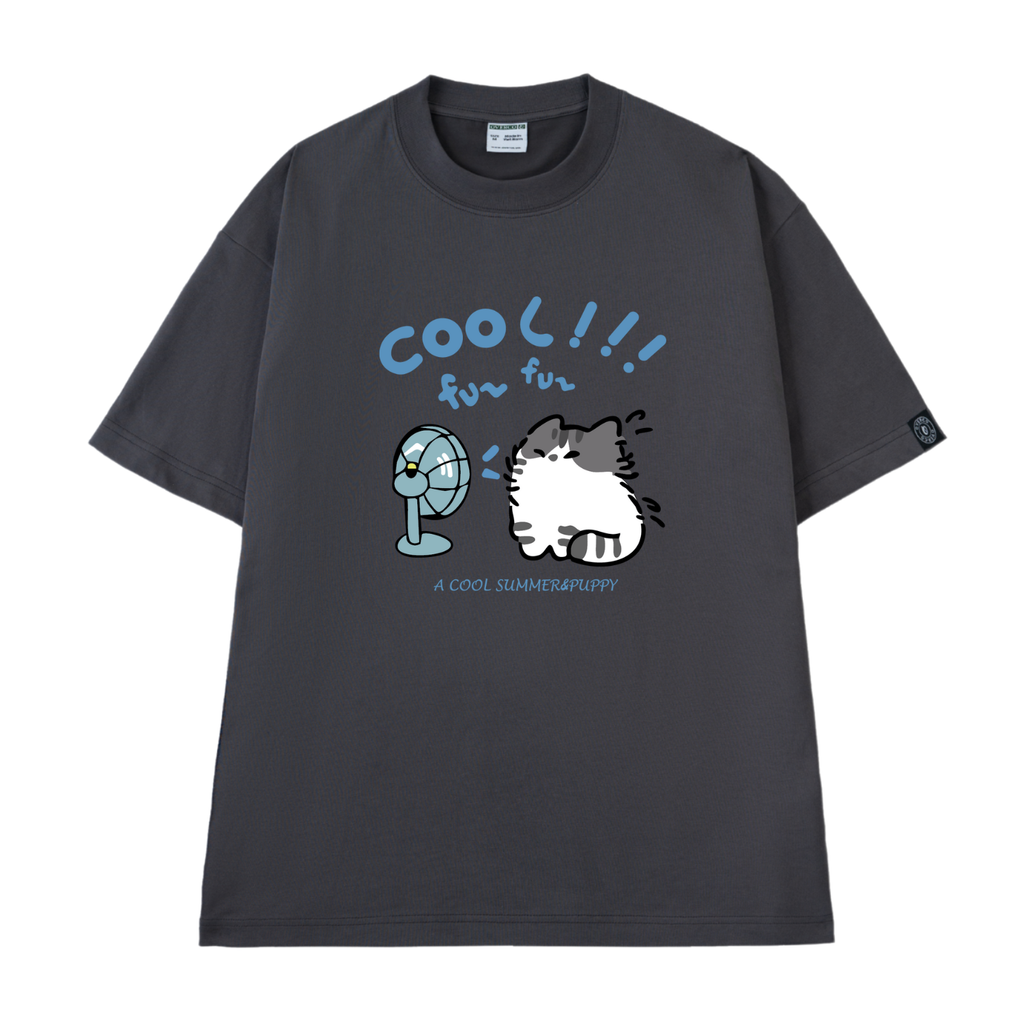 Áo Thun Cotton Unisex In Mèo Cool Đáng Yêu - O1A137