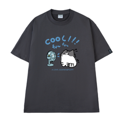 Áo Thun Cotton Unisex In Mèo Cool Đáng Yêu - O1A137