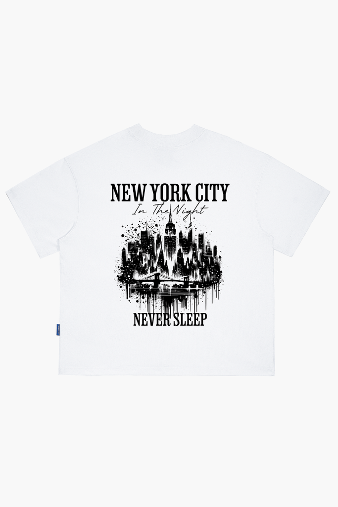 Áo Thun Boxy Unisex NYC Never Sleep Cotton - O6A5