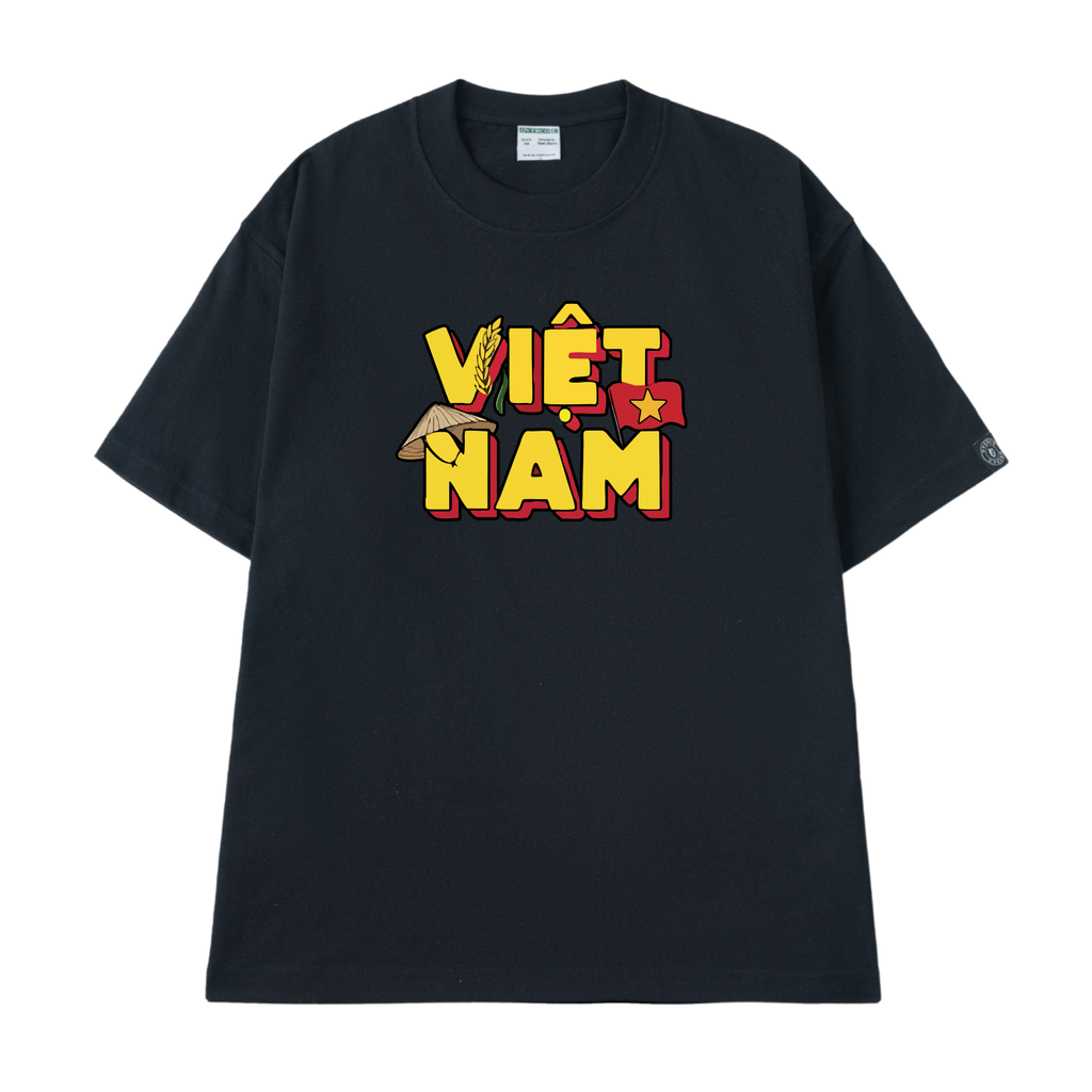 Áo Thun Cotton Unisex Chữ Việt Nam Cây Lúa Overco - O1A163