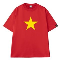 Áo T-shirt Cotton Nam Nữ Cờ Đỏ Sao Vàng Ngôi Sao Lớn V2 - O1A139