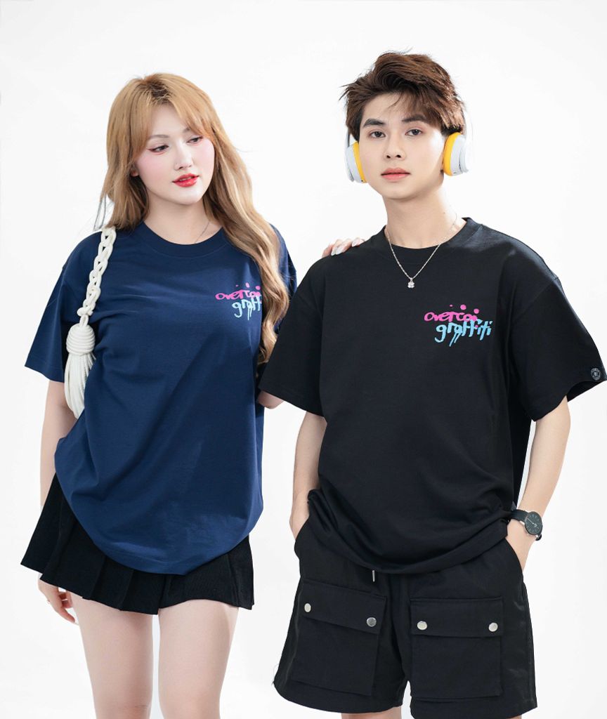 Áo T-shirt Cotton Nam Nữ Graffiti Overco- O1A92