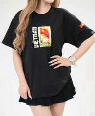 T-shirt Cotton Unisex In Cờ Việt Nam Tay - O1A107