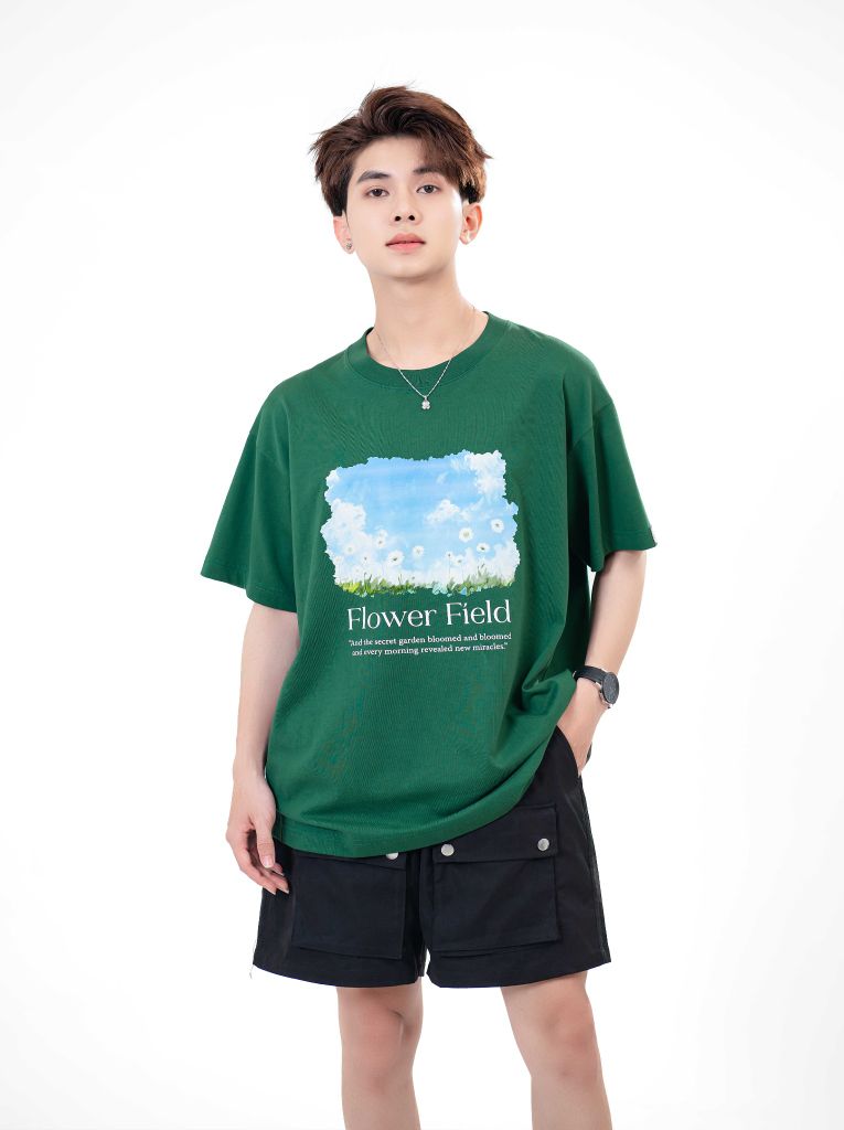 Áo Thun Unisex Flower Field Cotton - O1A29