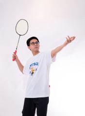 Áo Thun Unisex Gấu Badminton, Cotton - O1A23