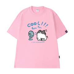 Áo Thun Cotton Unisex In Mèo Cool Đáng Yêu - O1A137