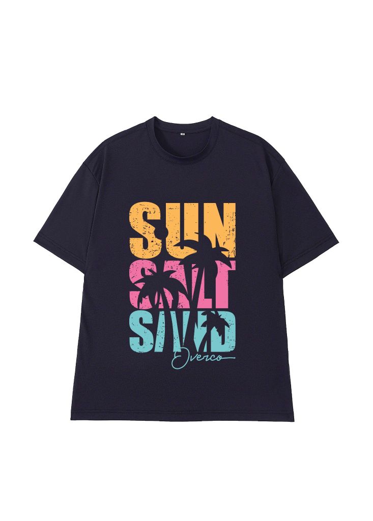 Áo T-shirt Vải Thun Lạnh Unisex Chữ Sun Salt Sand Overco - O1H5