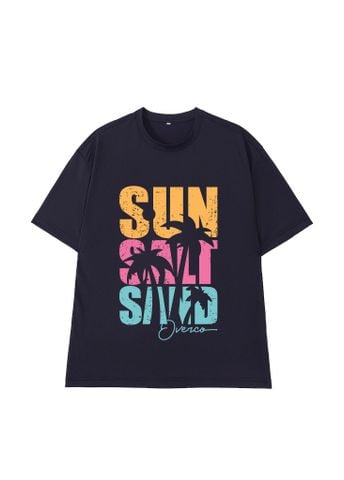 Áo T-shirt Vải Thun Lạnh Unisex Chữ Sun Salt Sand Overco - O1H5