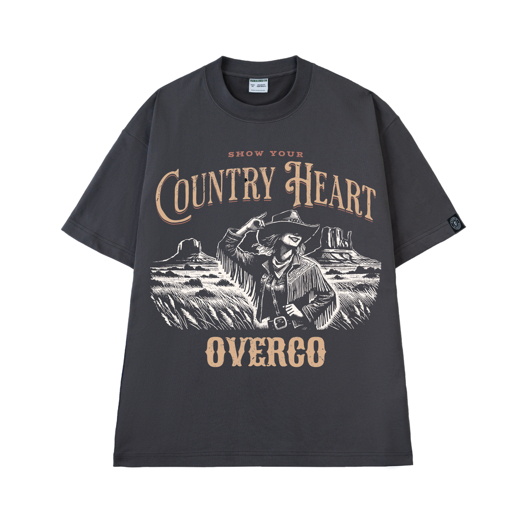 Áo Thun Country Heart Unisex Cotton Overco - O1A33