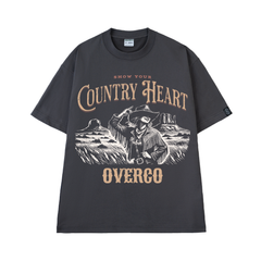 Áo T-shirt Cotton Nam Nữ Country Heart Overco - O1A33