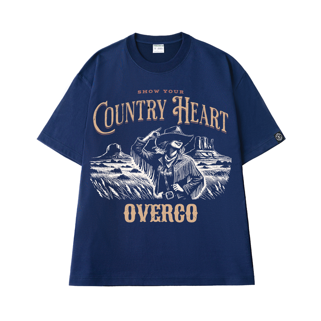 Áo Thun Country Heart Unisex Cotton Overco - O1A33