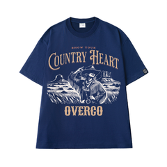 Áo T-shirt Cotton Nam Nữ Country Heart Overco - O1A33