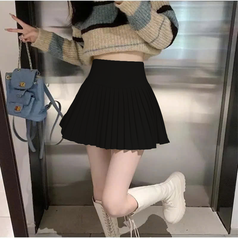 Chân Váy Xếp Ly 2 Lớp Vải Dù - O8I1