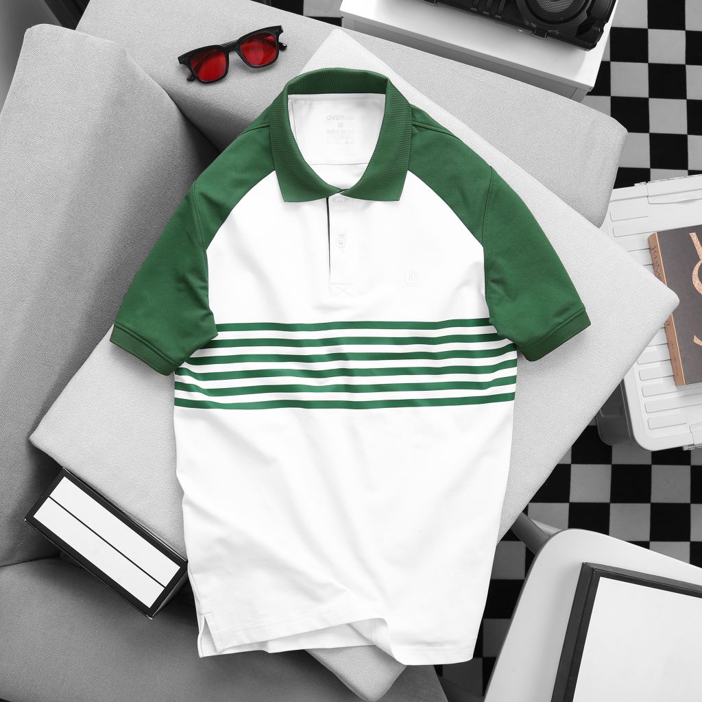 Áo Polo Nam Chất Liệu Cotton Usa Phối Tay In Sọc Skyl Overco - O2E5