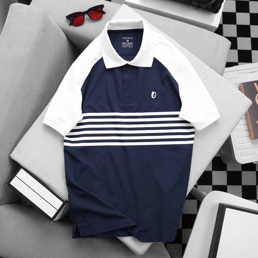 Áo Polo Nam Chất Liệu Cotton Usa Phối Tay In Sọc Skyl Overco - O2E5