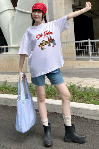 Áo Thun Cotton Unisex Du Lịch Sài Gòn - O1A169