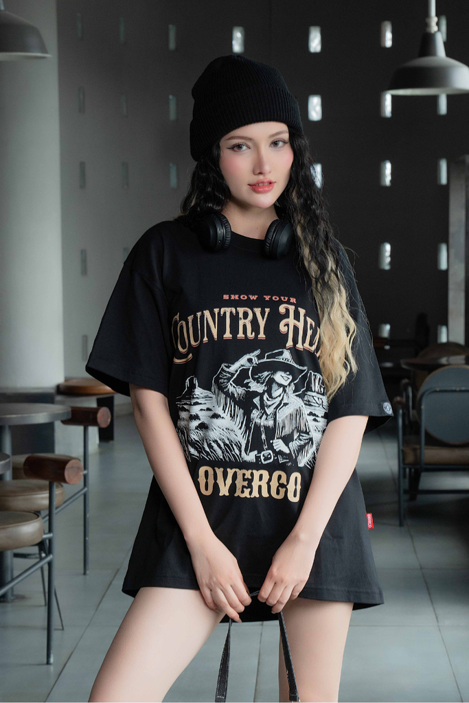 Áo Thun Country Heart Unisex Cotton Overco - O1A33