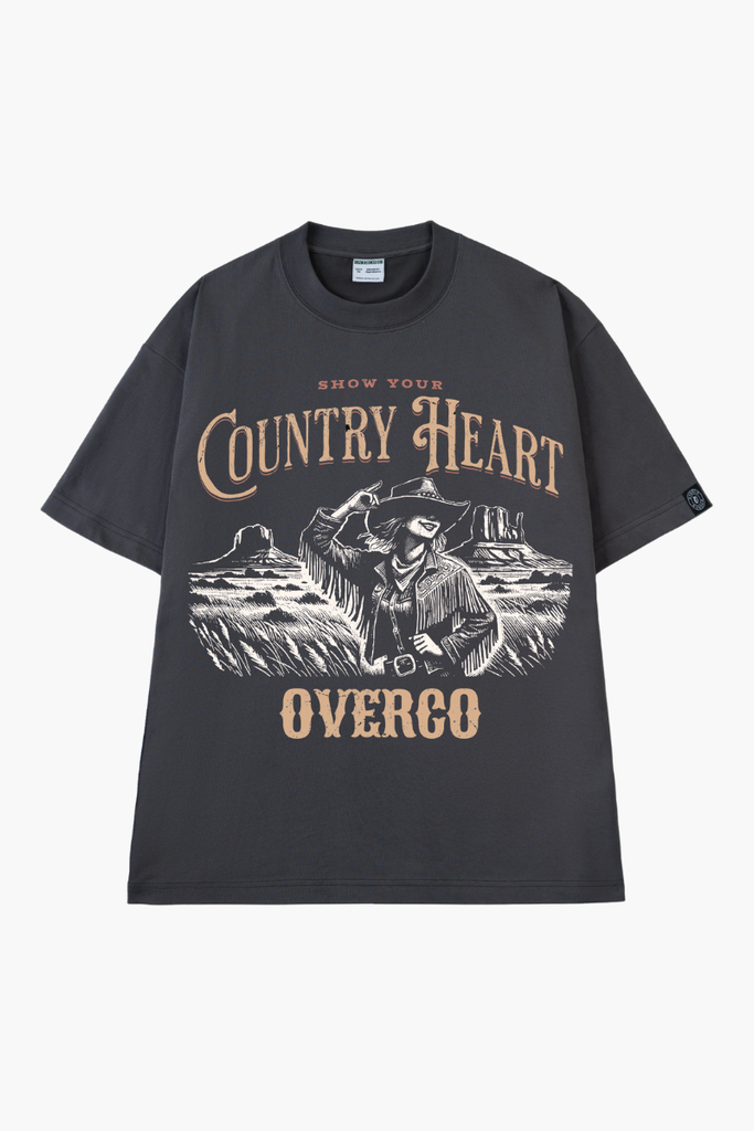 Áo Thun Country Heart Unisex Cotton Overco - O1A33