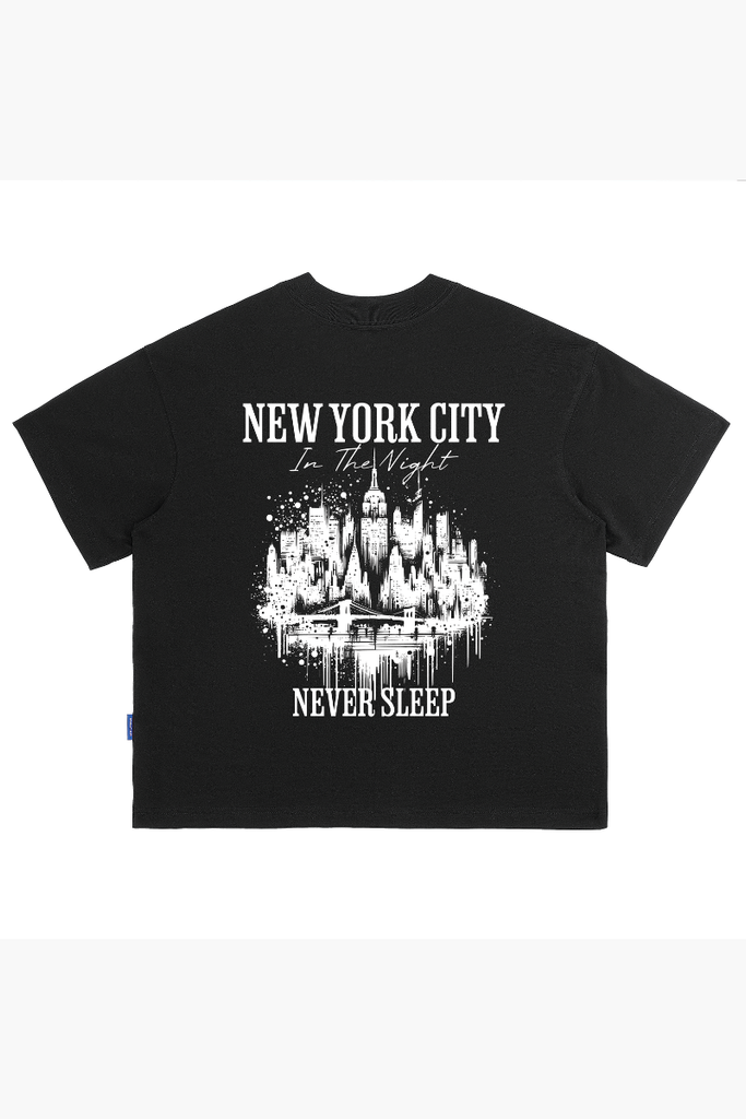 Áo Thun Boxy Unisex NYC Never Sleep Cotton - O6A5
