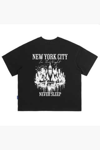 Áo Thun Boxy Unisex NYC Never Sleep Cotton - O6A5