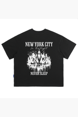 Áo Thun Boxy Unisex NYC Never Sleep Cotton - O6A5