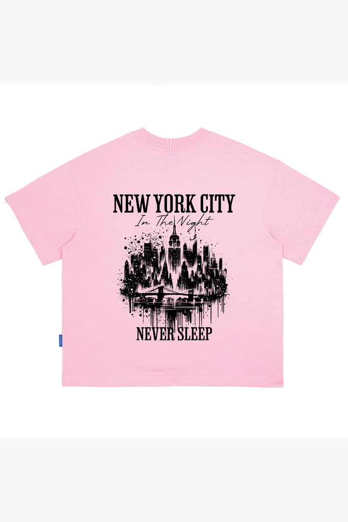 Áo Thun Boxy Unisex NYC Never Sleep Cotton - O6A5