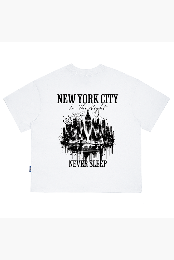 Áo Thun Boxy Unisex NYC Never Sleep Cotton - O6A5