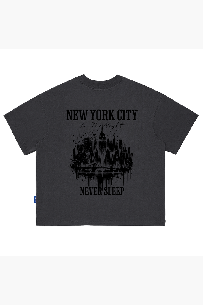 Áo Thun Boxy Unisex NYC Never Sleep Cotton - O6A5