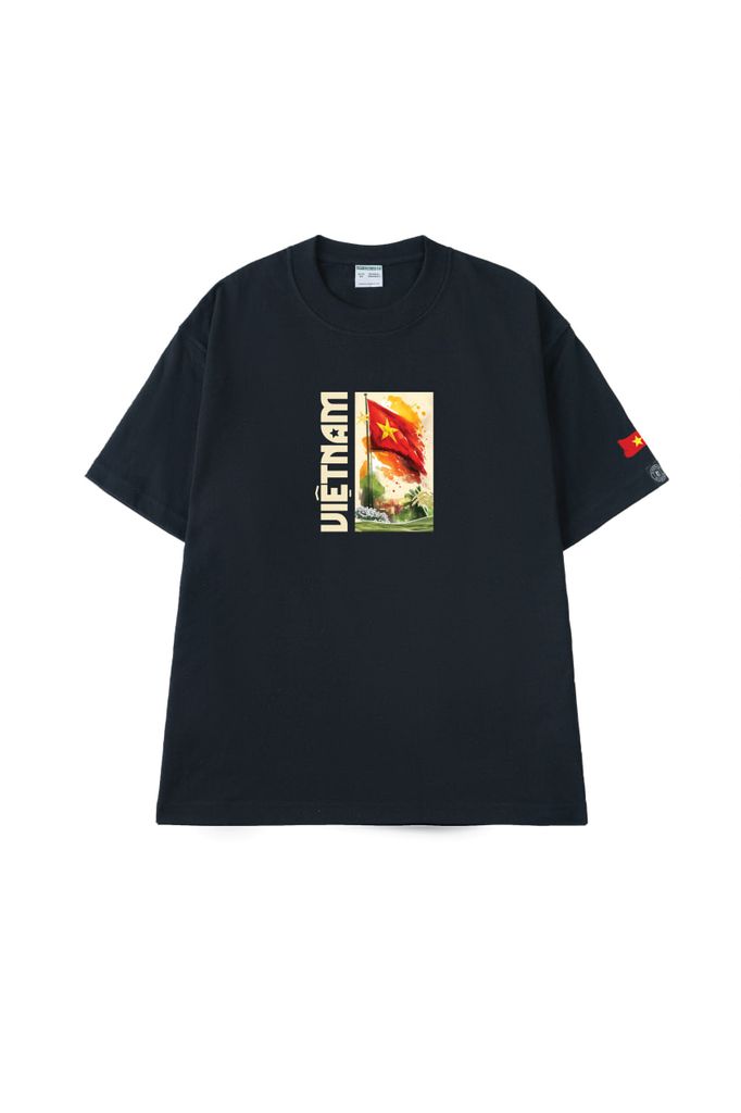 T-shirt Cotton Unisex In Cờ Việt Nam Tay - O1A107