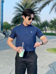 Áo Polo Nam Chất Liệu Cotton Usa Phối Sọc Vai Strips Overco - O2E8