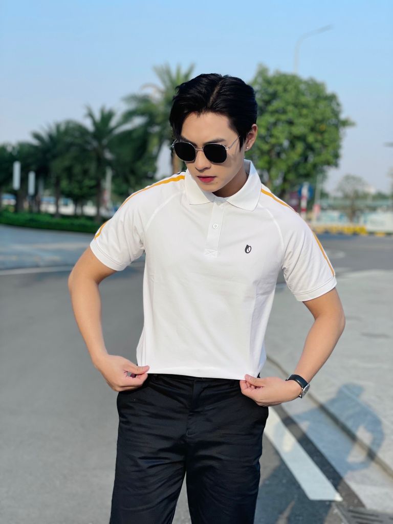 Áo Polo Nam Chất Liệu Cotton Usa Phối Sọc Vai Strips Overco - O2E8