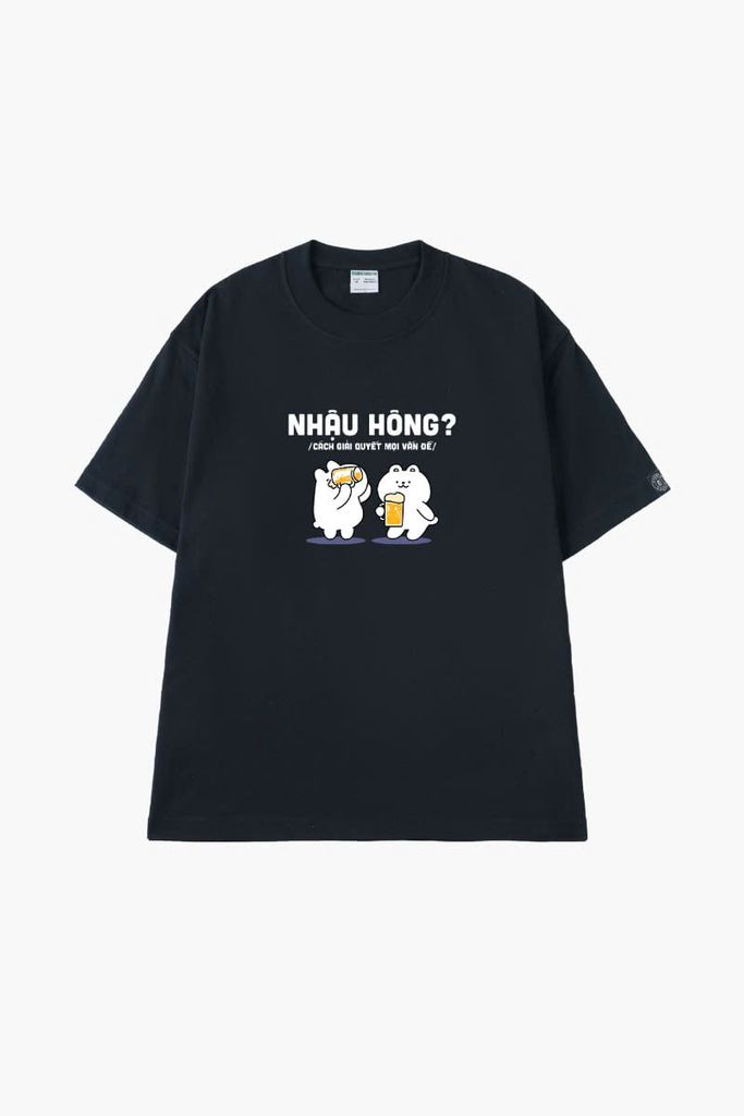 Áo Thun Unisex Gấu Hỏi Nhậu Hông, Cotton - O1A131