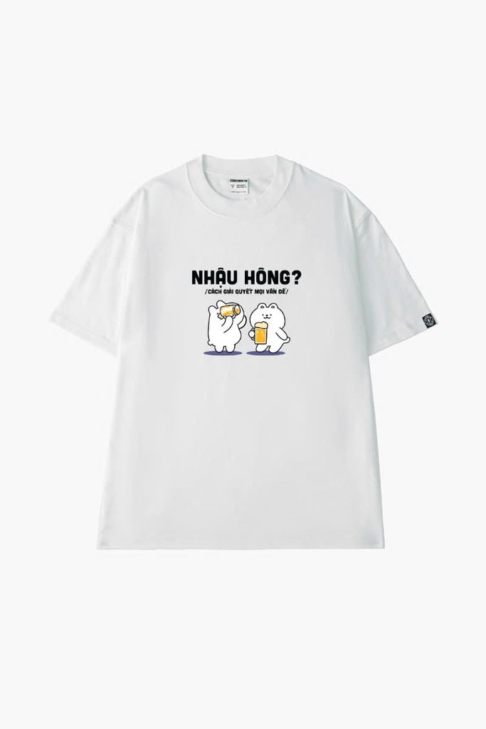 Áo Thun Unisex Gấu Hỏi Nhậu Hông, Cotton - O1A131