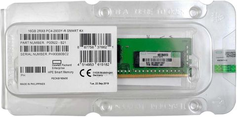 HPE 16GB Dual Rank x8 DDR4‑2933 CAS‑21‑21‑21 Registered Smart Memory Kit - P00922-B21