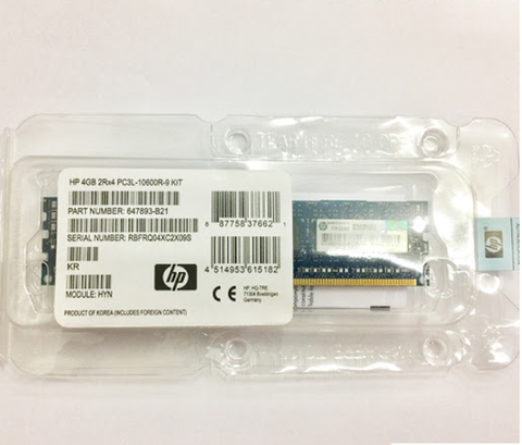 HP 4GB (1x4GB) Single Rank x4 PC3L-10600R (DDR3-1333) Registered CAS-9 Low Voltage Memory Kit - 647893-B21