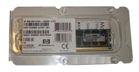 HP 8GB (1x8GB) Dual Rank x4 PC3L-10600R (DDR3-1333) Registered CAS-9 Low Voltage Memory Kit - 647897-B21