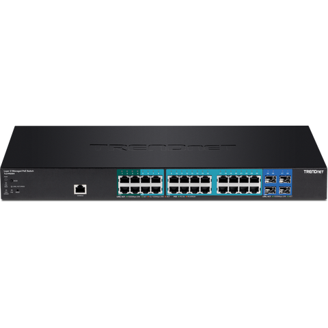 TRENDnet 28-port Gigabit POE+ Managed Layer 2 Switch with 4 shared SFP slots -  TL2-PG284