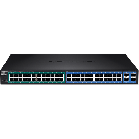 TRENDnet 48-Port Gigabit POE+ Managed Layer 2 Switch with 4 shared SFP slots -  TL2-PG484