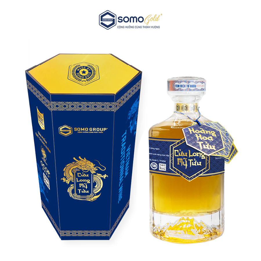 Hoàng Hoa Tửu - Hộp quà lục giác | Chai thủy tinh 500ml