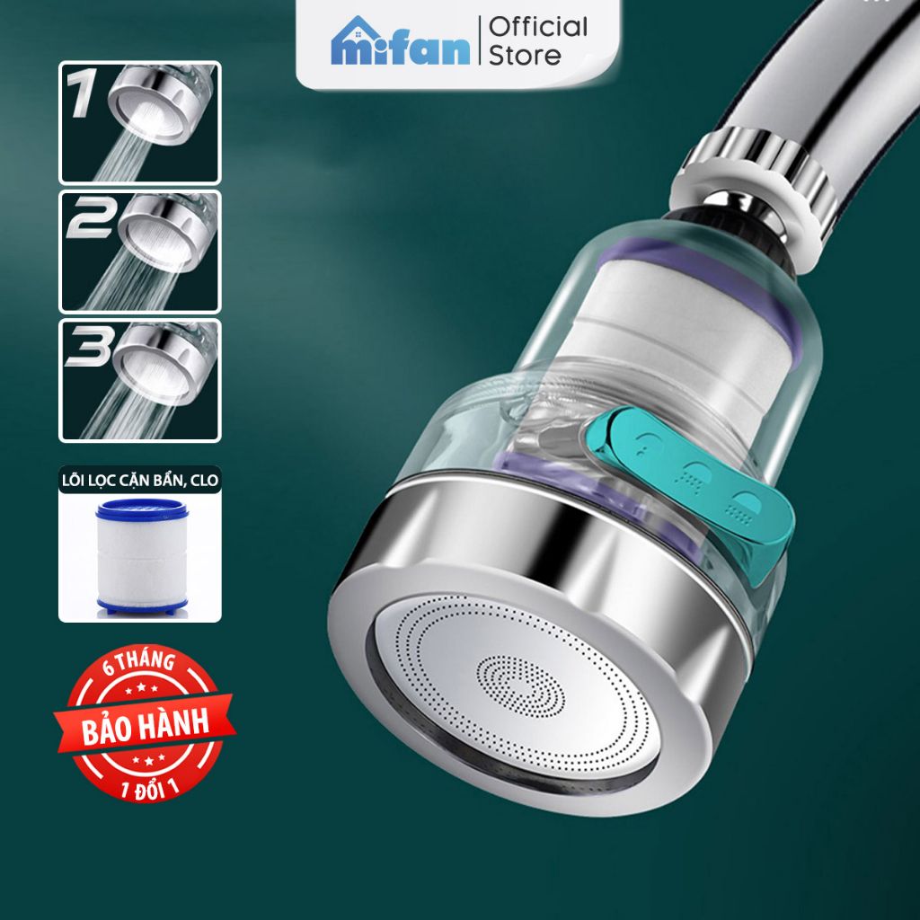 Đầu vòi rửa bát tăng áp lọc nước 3 chế độ phun Mifan
