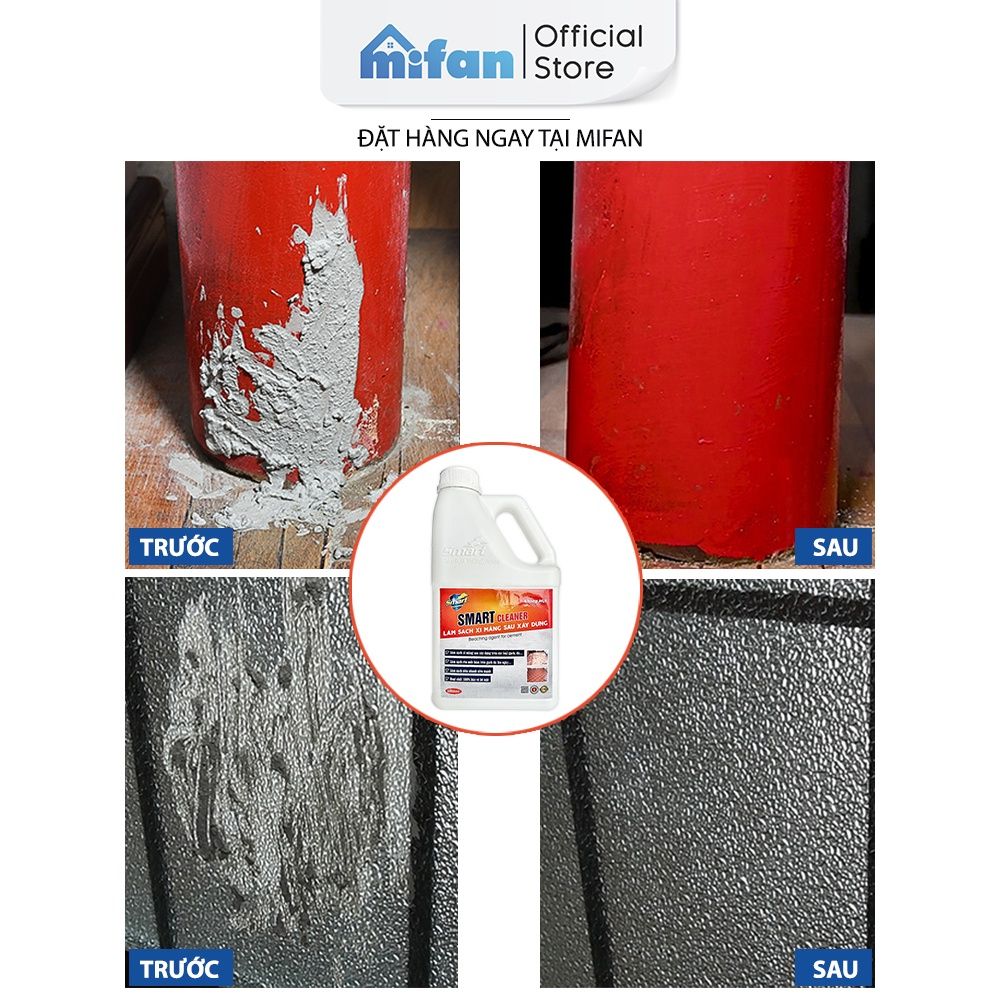 Nước Tẩy Xi Măng, Rêu Mốc SMART 2000 ml