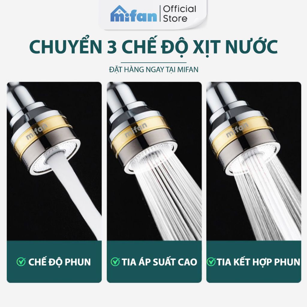 Đầu vòi rửa bát tăng áp đồng thau inox 304 cao cấp Mifan