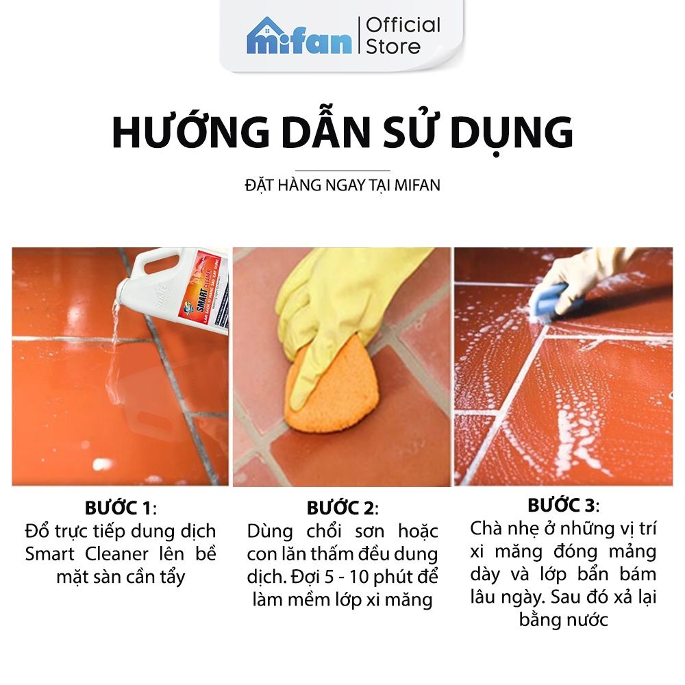 Nước Tẩy Xi Măng, Rêu Mốc SMART 2000 ml